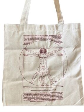 Leonardo da Vinci’s Vitruvian Man Canvas Tote Bag NWOT